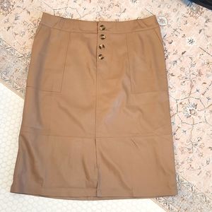 Camel Faux Leather Skirt